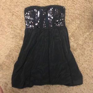 Strapless sequin party dress